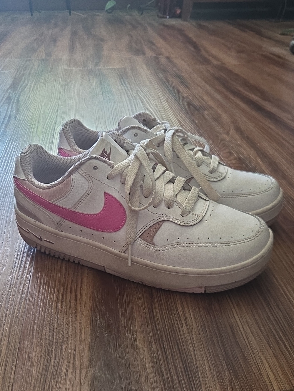 Nike Pink Swoosh White Sneaker Size 8 Women